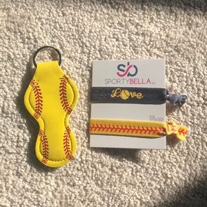 Softball Hairtie Pack and Keychain